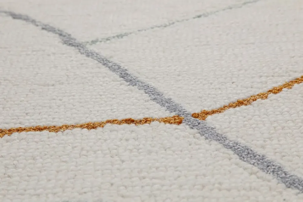 Illustration numéro 3 du produit Tapis fait main pure laine vierge et viscose design blanc 70x140 cm