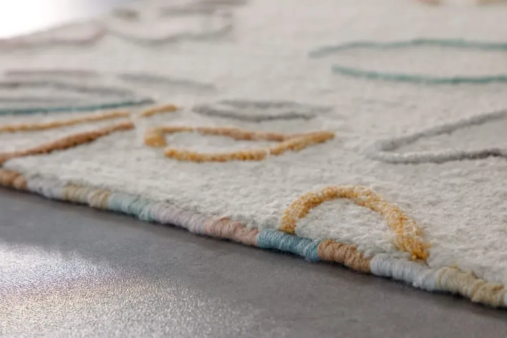 Illustration numéro 3 du produit Tapis floral fait main pure laine,viscose, relief, blanc 200x300