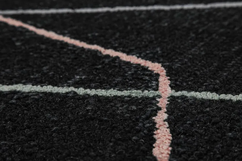 Illustration numéro 3 du produit Tapis rond fait main pure laine vierge/viscose, design anthracite ⌀160