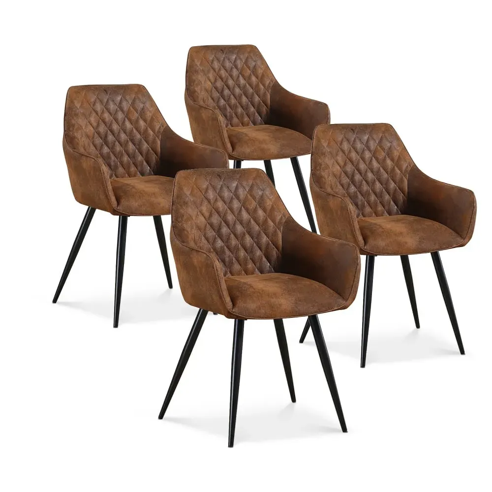 Illustration numéro 3 du produit Lot de 4 chaises vintage pieds noir