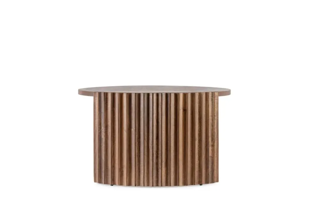 Illustration numéro 3 du produit Table basse ronde en manguier brun contemporaine D80