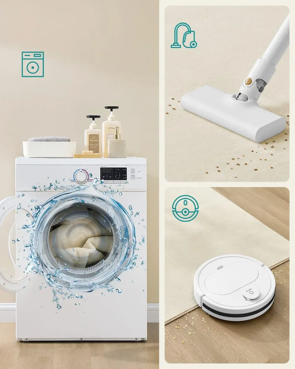 Illustration numéro 3 du produit Tapis décoratif 160 x 230 cm antidérapant lavable en machine beige