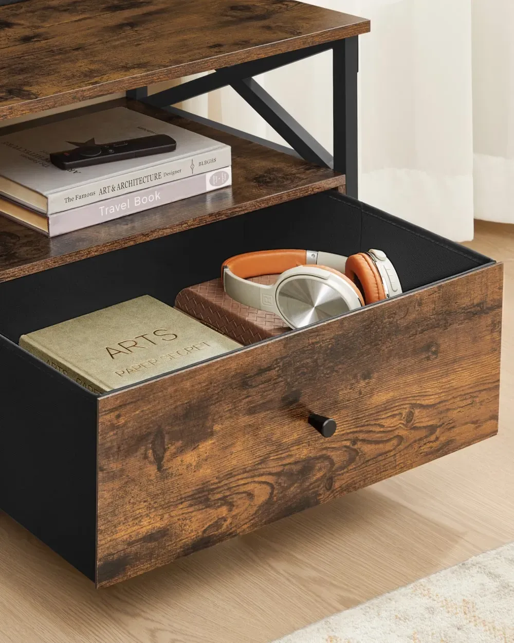 Illustration numéro 3 du produit Meuble tv télévision jusqu'à 80 pouces 178 x 40 x 50cm marron et noir