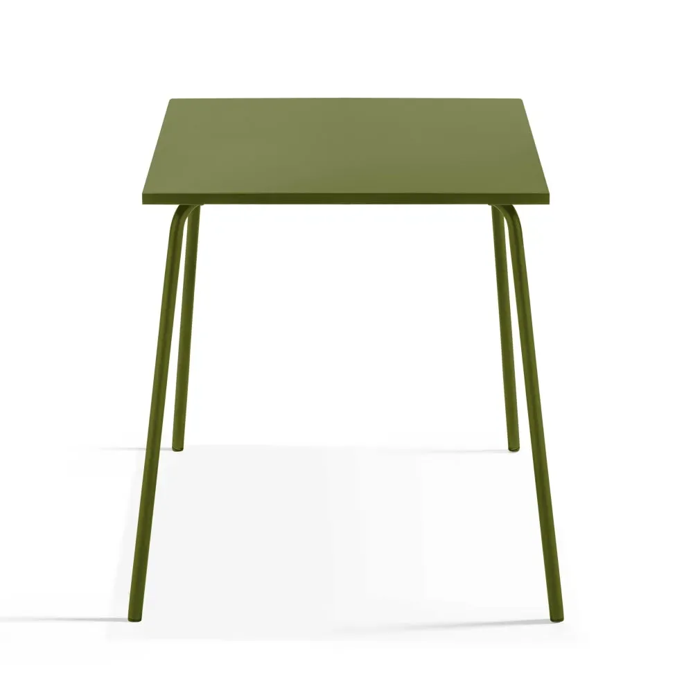 Illustration numéro 3 du produit Ensemble table de jardin carrée et 2 fauteuils acier Vert Kaki