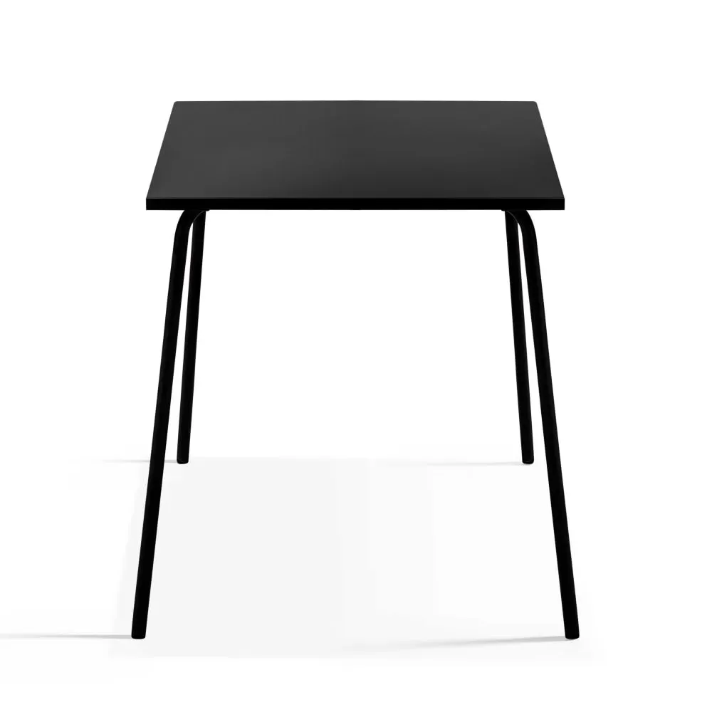 Illustration numéro 3 du produit Ensemble table de jardin carrée et 2 fauteuils acier Noir