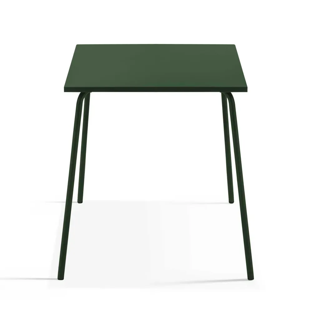 Illustration numéro 3 du produit Ensemble table de jardin carrée et 2 fauteuils acier Vert forêt