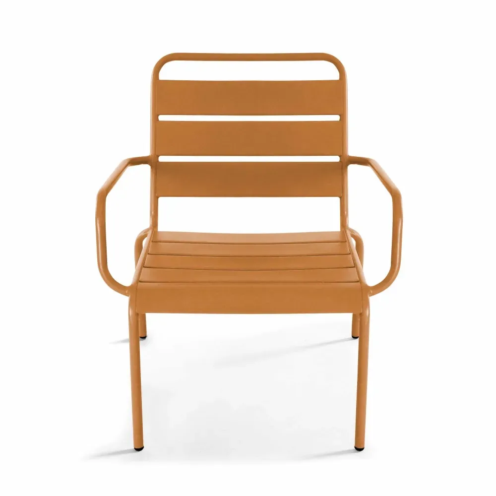 Illustration numéro 3 du produit Lot de 2 fauteuils relax avec repose-pieds en métal Caramel