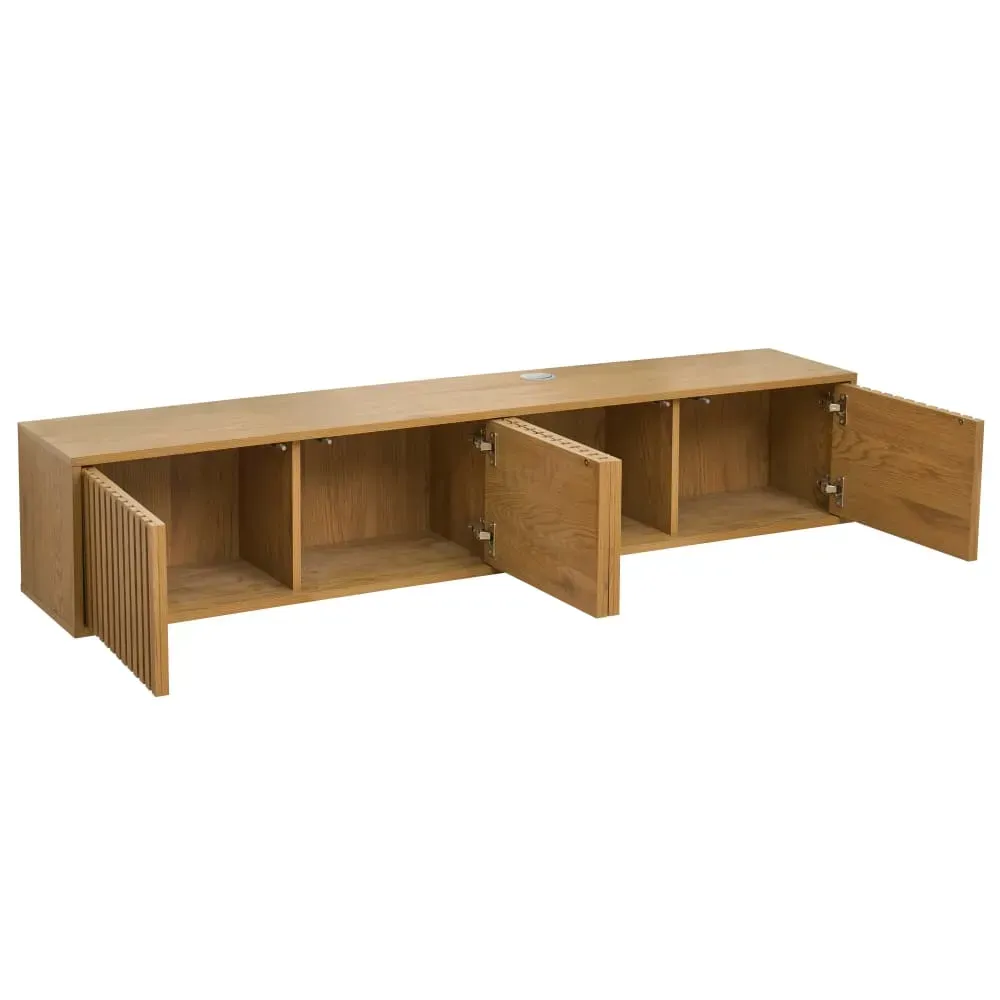 Illustration numéro 3 du produit Meuble TV suspendu 160 cm scandinave bois clair