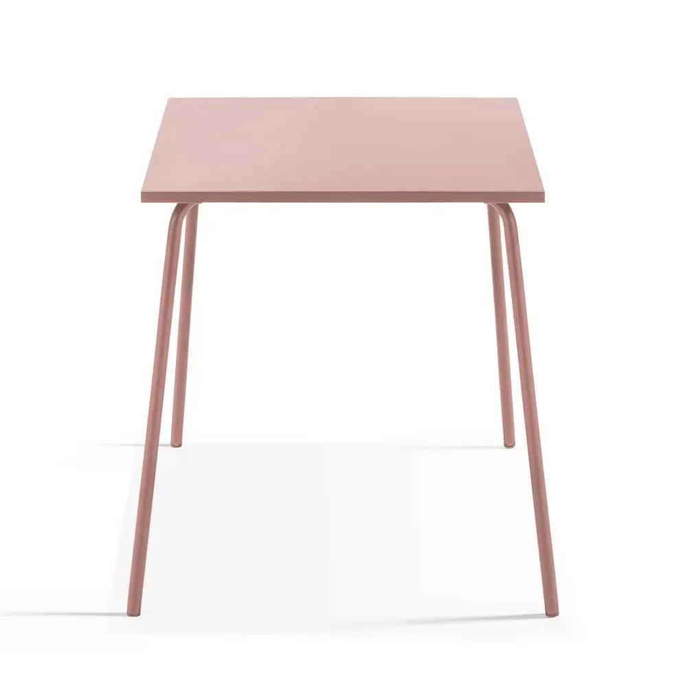 Illustration numéro 3 du produit Ensemble table de jardin carrée et 2 fauteuils acier Rose poudré