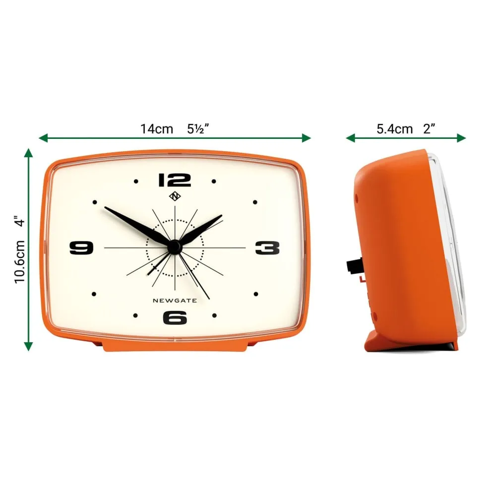 Illustration numéro 3 du produit Réveil rétro rectangulaire en métal orange citrouille 14x5x11cm