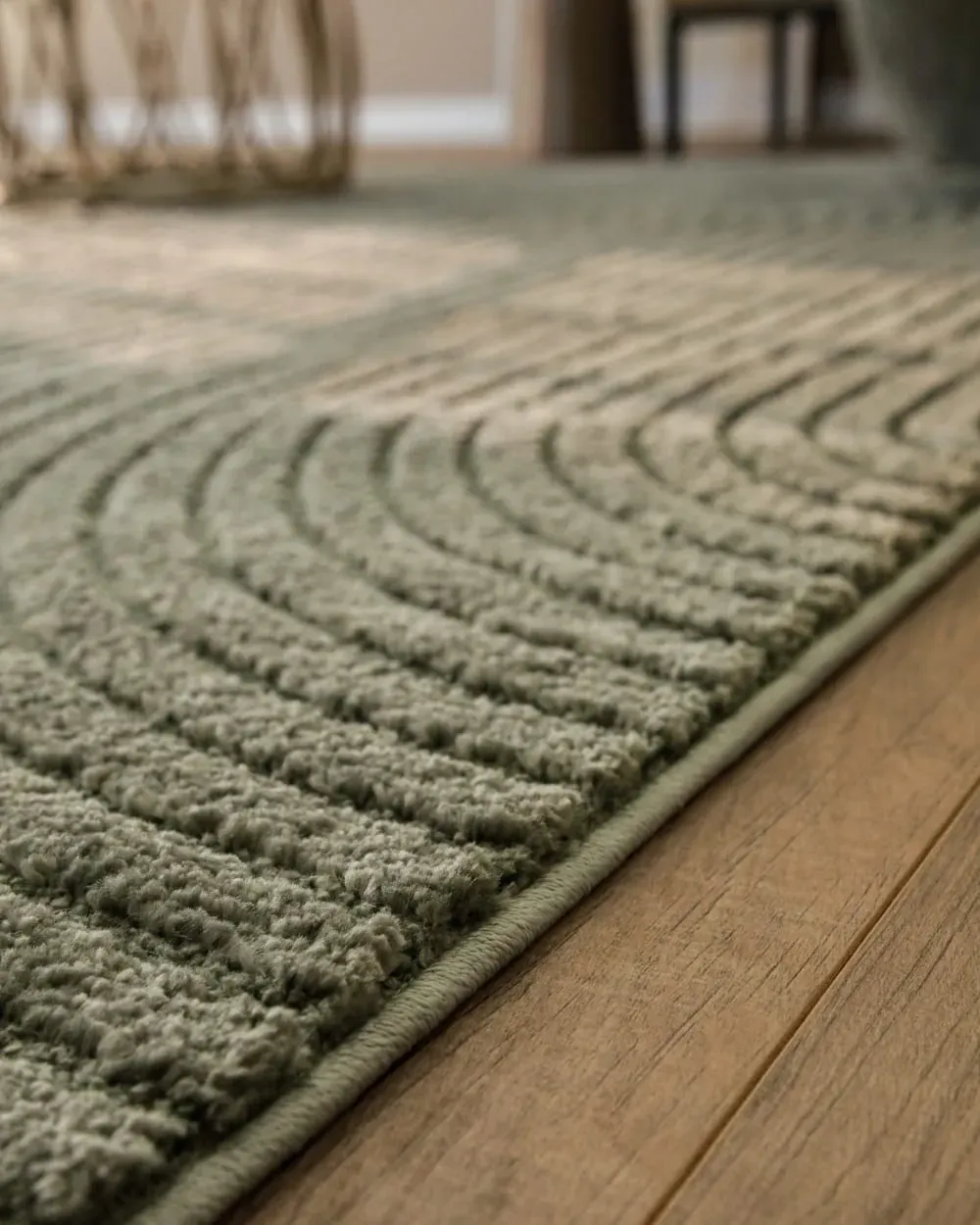 Illustration numéro 3 du produit Tapis à relief vert olive design 200x290