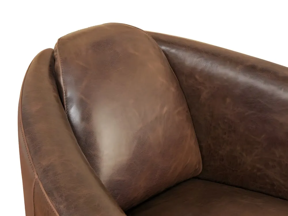 Illustration numéro 3 du produit Fauteuil droit croûte de cuir marron chocolat