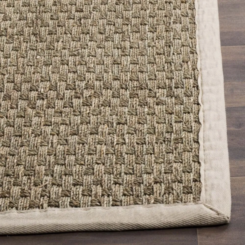 Illustration numéro 3 du produit Tapis herbe de mer naturel / ivoire 122 x 122 cm