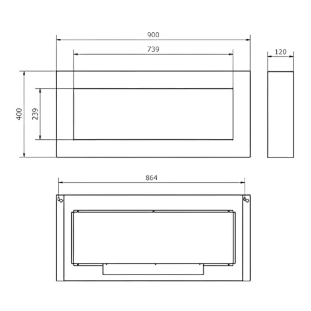 Illustration numéro 3 du produit Cheminée à bioéthanol en acier noir 12x90h40 cm