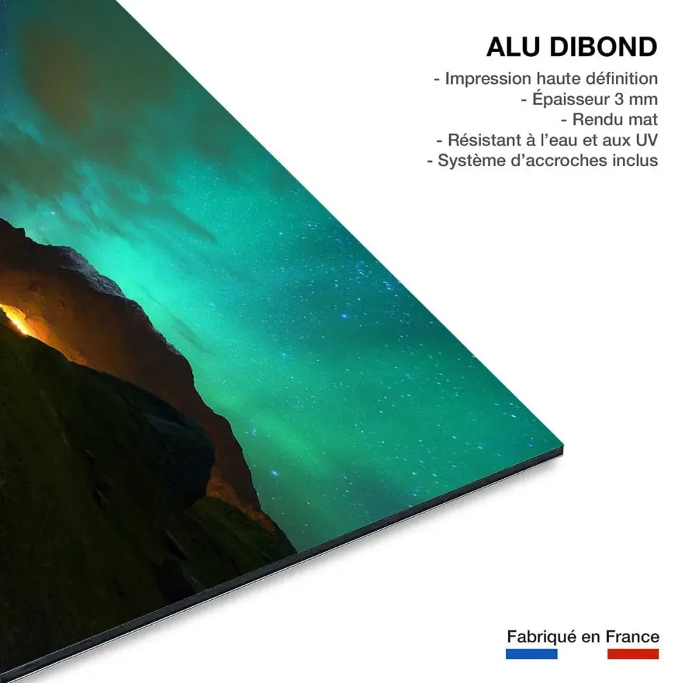 Illustration numéro 3 du produit Tableau norvège aurore boréale impression sur aluminium 120x80 cm