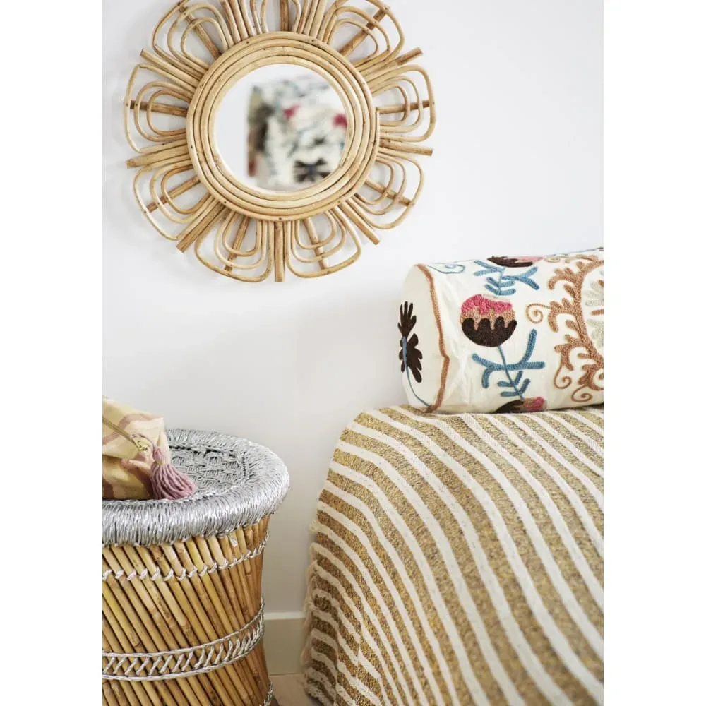 Illustration numéro 3 du produit Plaid en coton recyclé rayé 125 x 175 cm