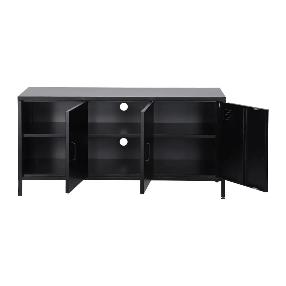Illustration numéro 3 du produit Meuble tv industriel métal noir 3 portes 120cm