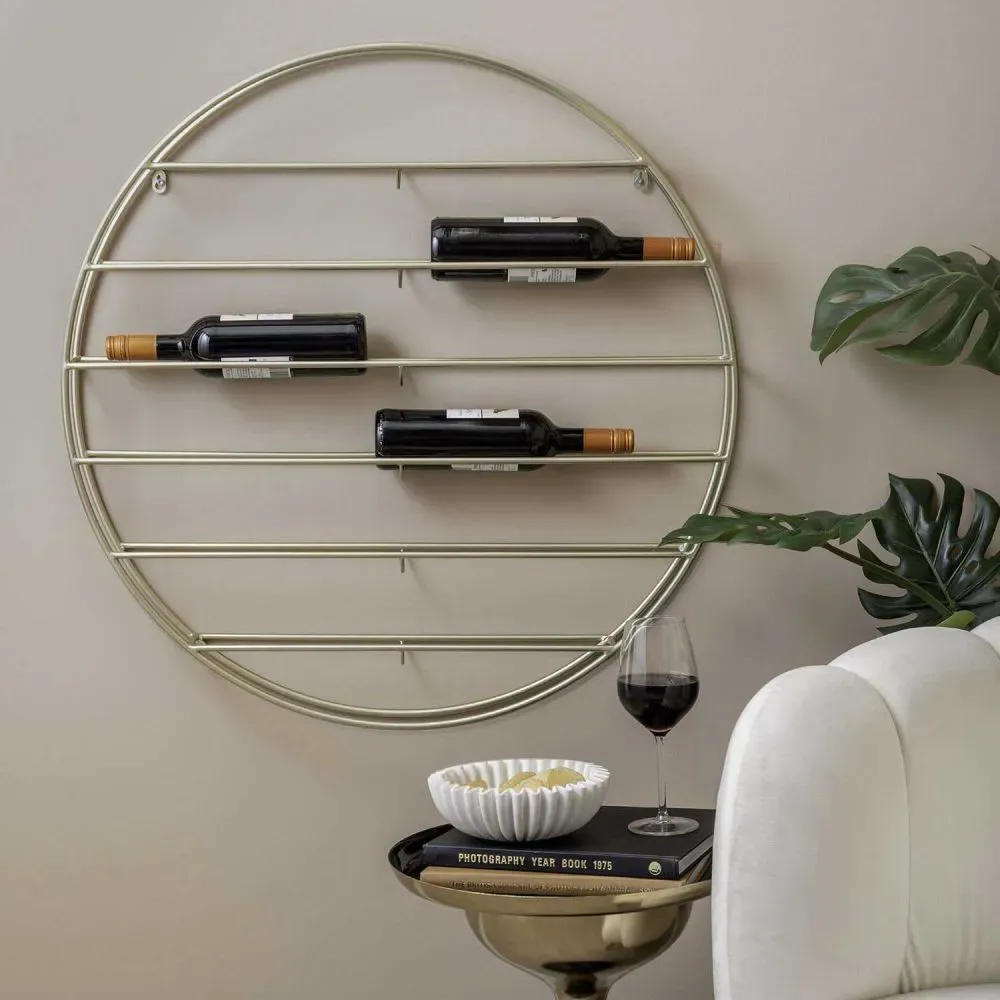 Illustration numéro 3 du produit Casier à vin fer or clair 80x9x80cm