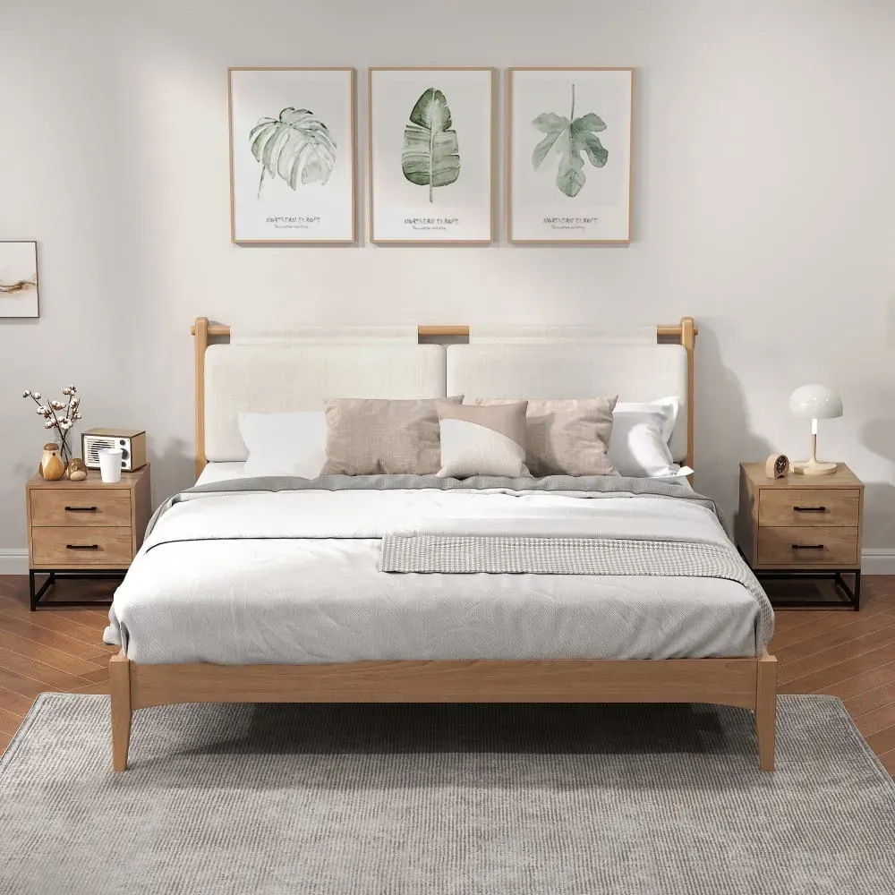 Illustration numéro 3 du produit Tables de chevet lot de 2 style industriel bois naturel