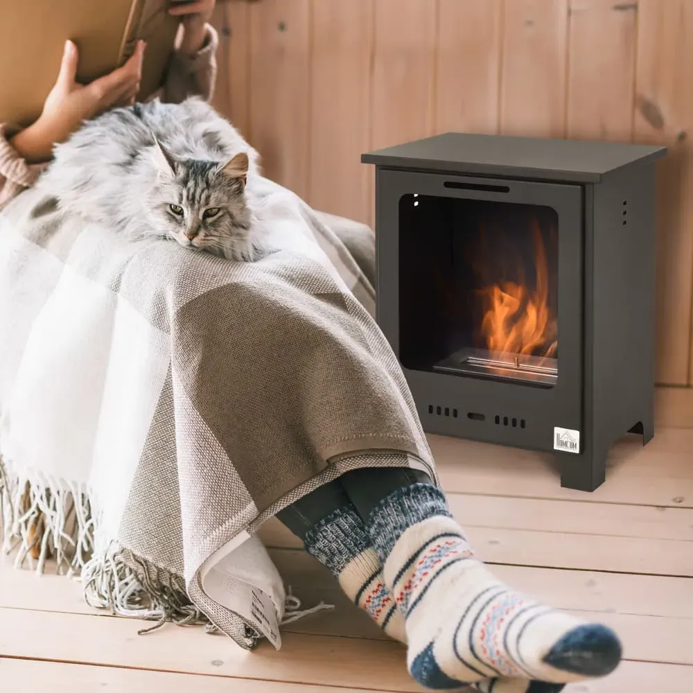 Illustration numéro 3 du produit Cheminée bioéthanol sur pieds 1 brûleur 1,5 L couverture 20-25 m² noir