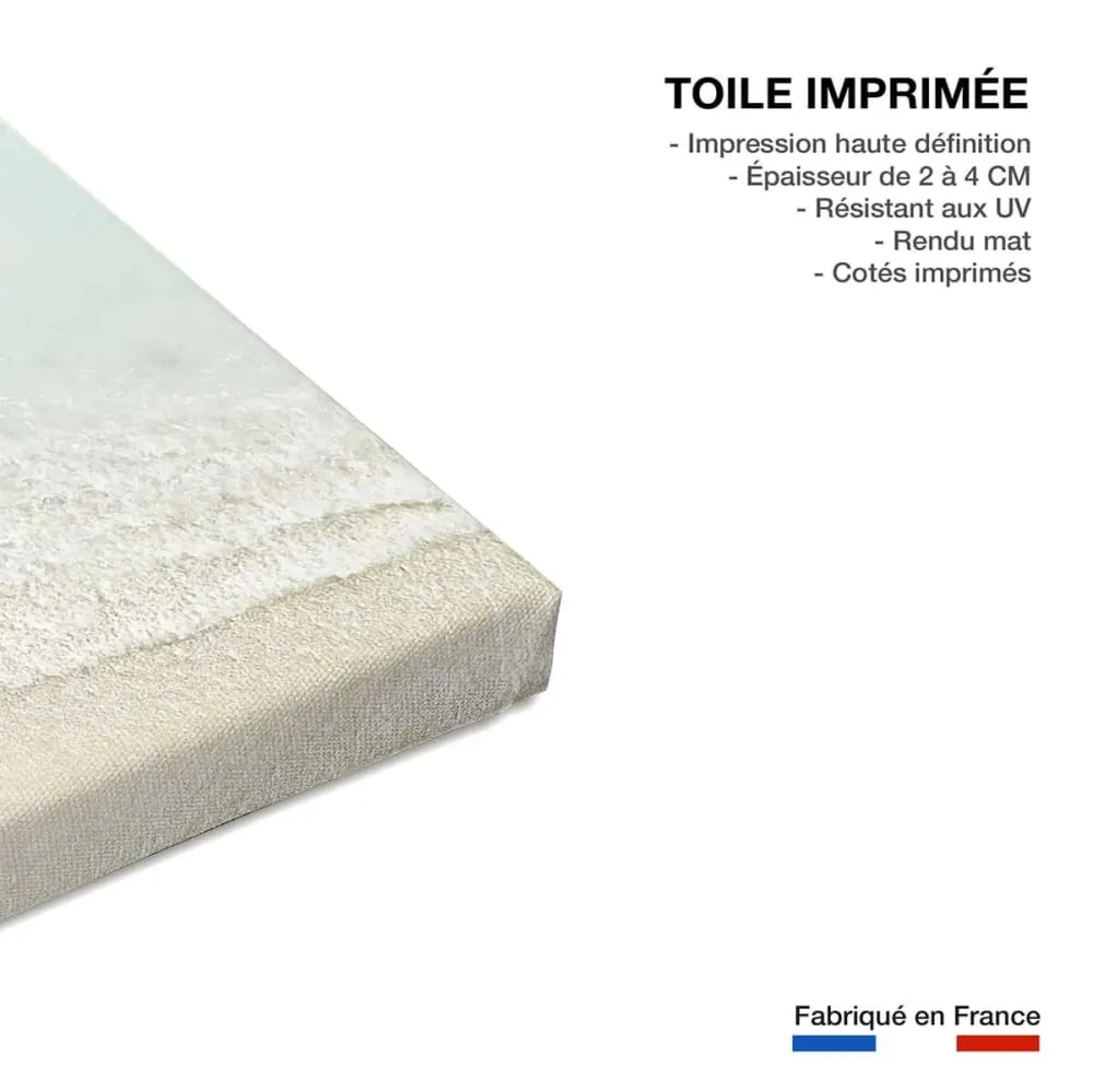 Illustration numéro 3 du produit Tableau vacances lagon bleu et pirogue  imprimé sur toile 60x90 cm