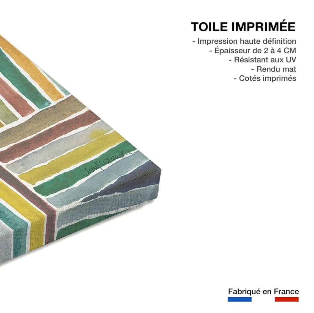 Illustration numéro 3 du produit Tableau abstrait rayures i  imprimé sur toile 60x90 cm