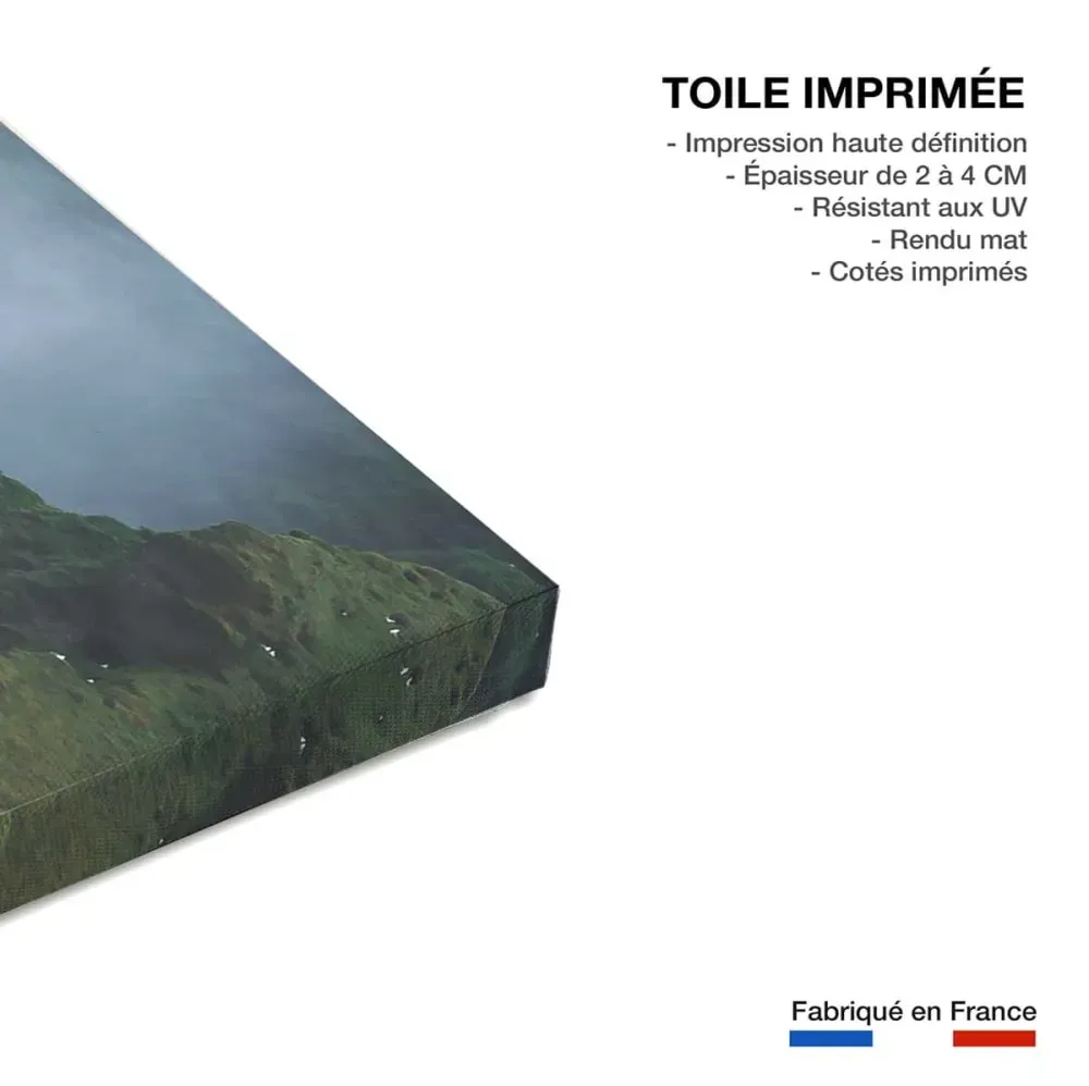 Illustration numéro 3 du produit Tableau paysage cascade skogafoss islande  imprimé sur toile 90x60 cm