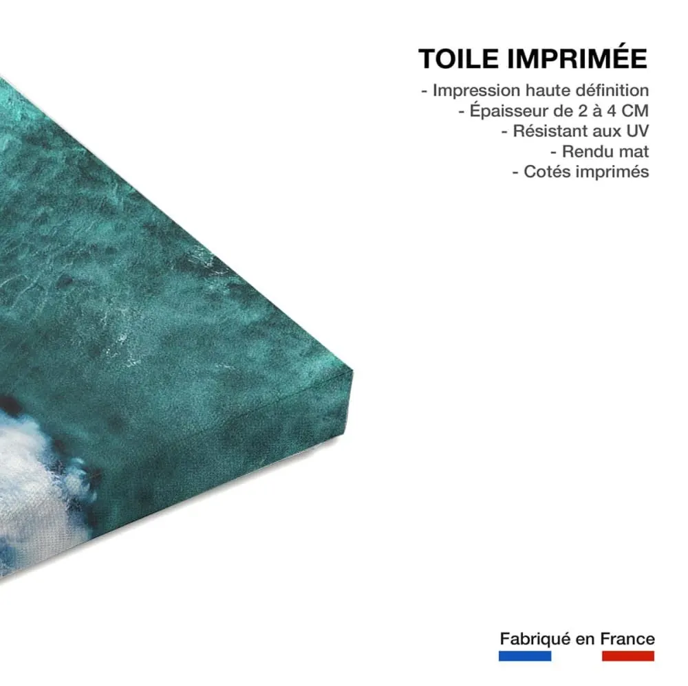 Illustration numéro 3 du produit Tableau de mer vague verte  imprimé sur toile 60x90 cm