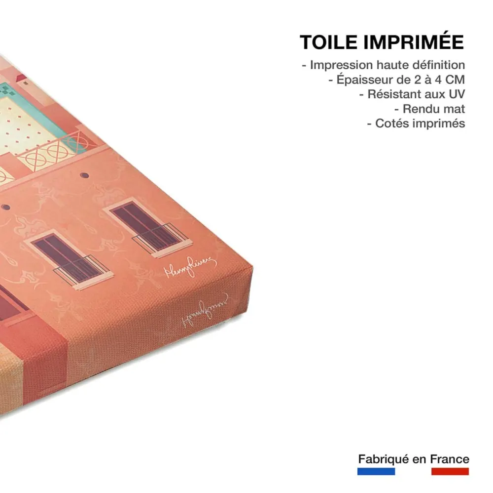 Illustration numéro 3 du produit Tableau architecture barcelona vintage  imprimé sur toile 60x90 cm