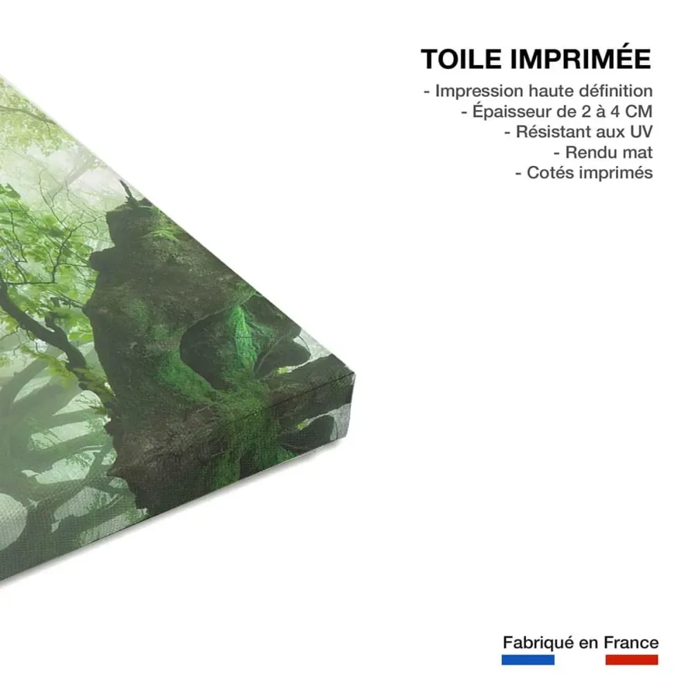 Illustration numéro 3 du produit Tableau paysage de foret renaissance verte  imprimé sur toile 90x60 cm