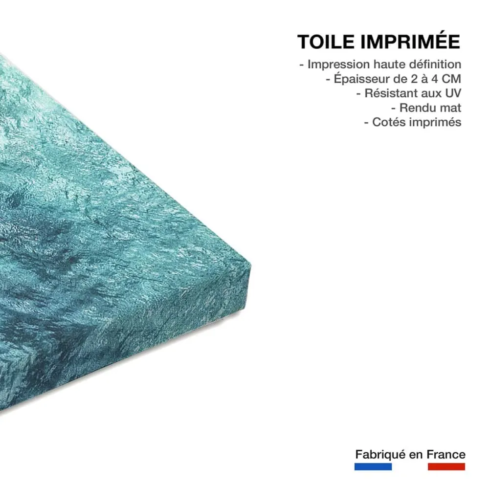 Illustration numéro 3 du produit Tableau mer vague bleue  imprimé sur toile 60x90 cm
