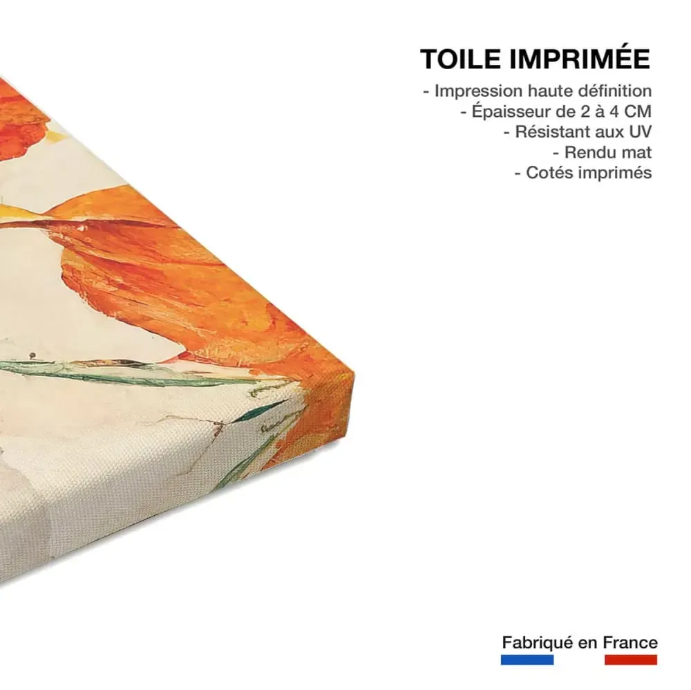 Illustration numéro 3 du produit Tableaux fleurs coquelicot et aquarelle  imprimé sur toile 90x60 cm