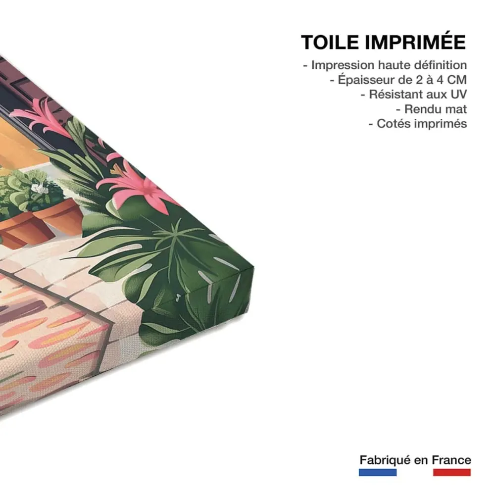 Illustration numéro 3 du produit Tableau architecture maisons du sud  imprimé sur toile 60x90 cm