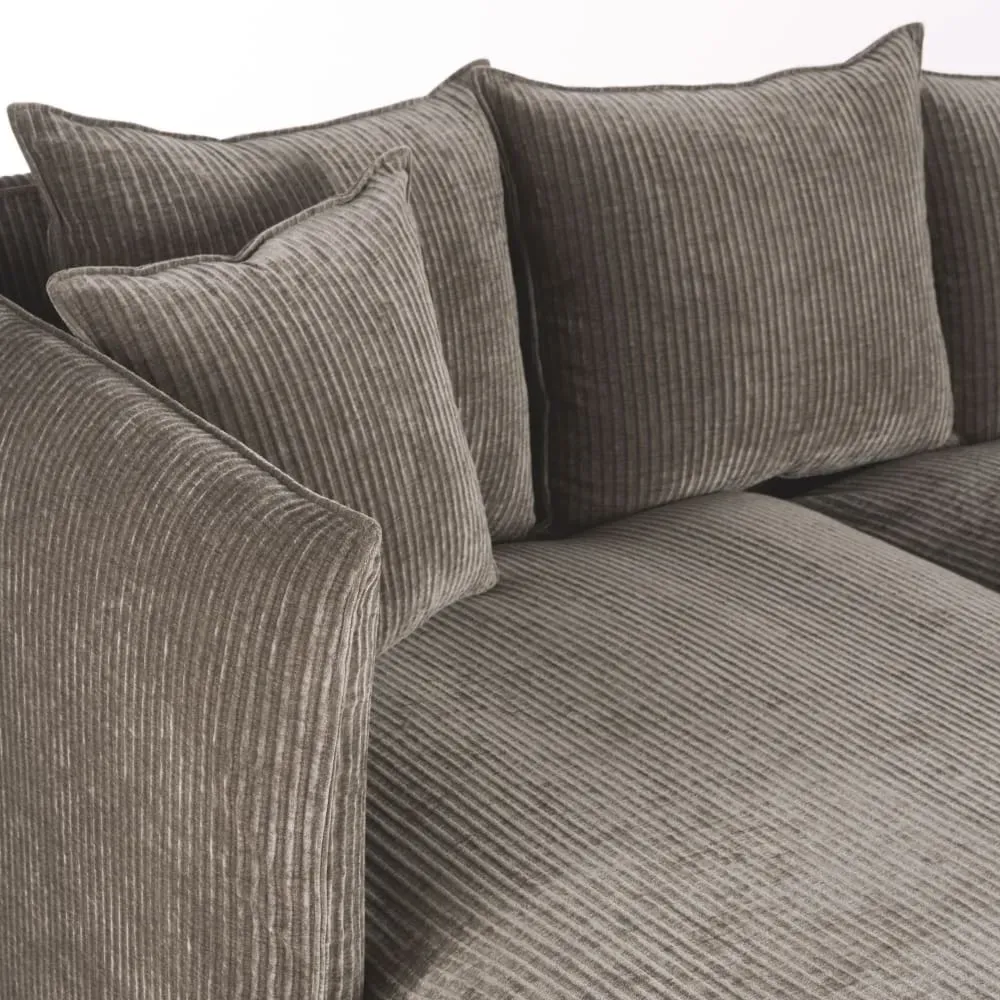 Illustration numéro 3 du produit Canapé d'angle gauche 3/4 places en velours côtelé marron écorce