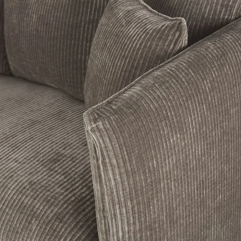 Illustration numéro 3 du produit Canapé 3/4 places en velours côtelé marron écorce