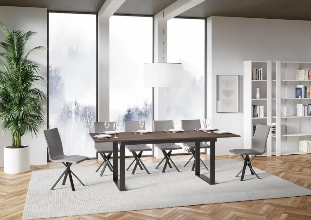 Illustration numéro 3 du produit Table extensible effet bois noyer 90x160/220 cm