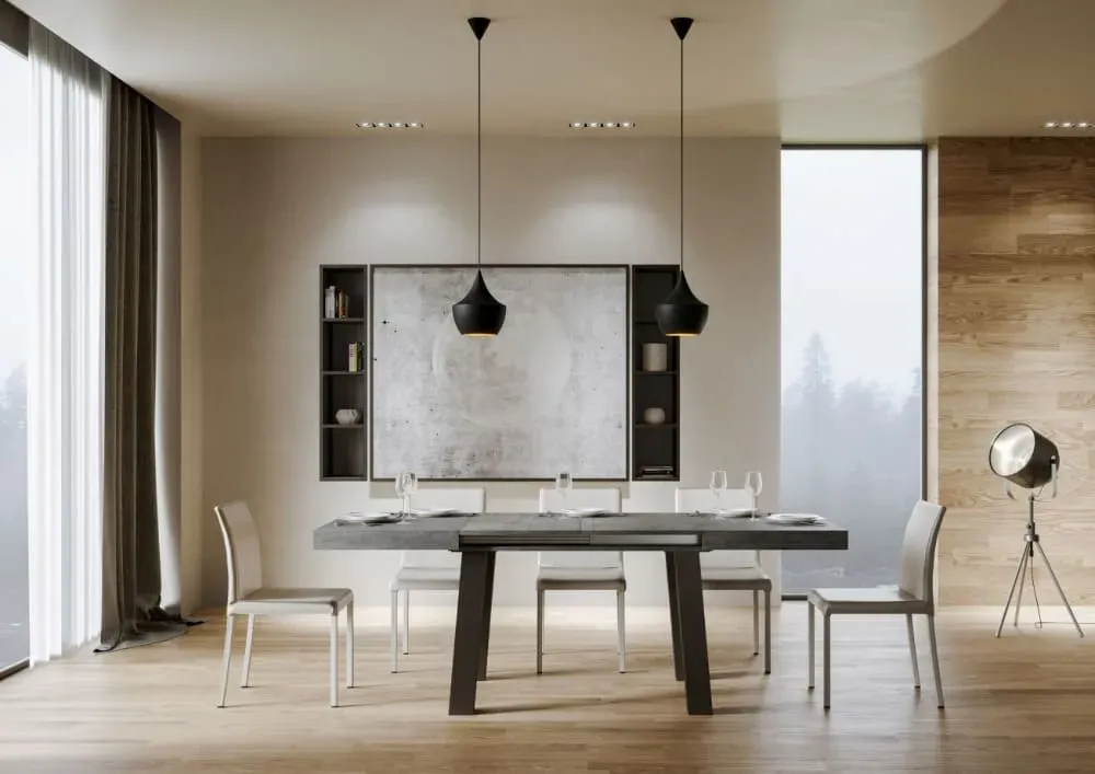 Illustration numéro 3 du produit Table extensible effet béton gris 90x200/460 cm