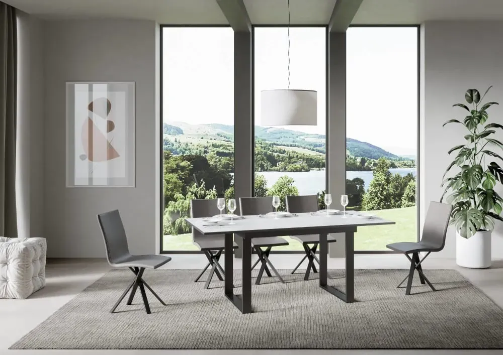 Illustration numéro 3 du produit Table extensible effet bois frêne blanc 90x120/180 cm