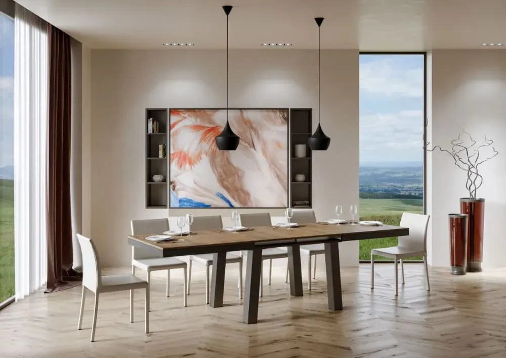 Illustration numéro 3 du produit Table extensible effet bois noyer 90x160/420 cm