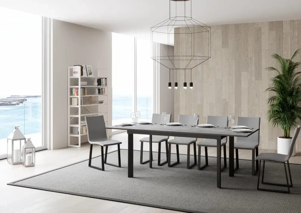 Illustration numéro 3 du produit Table extensible effet béton gris 90x160/220 cm