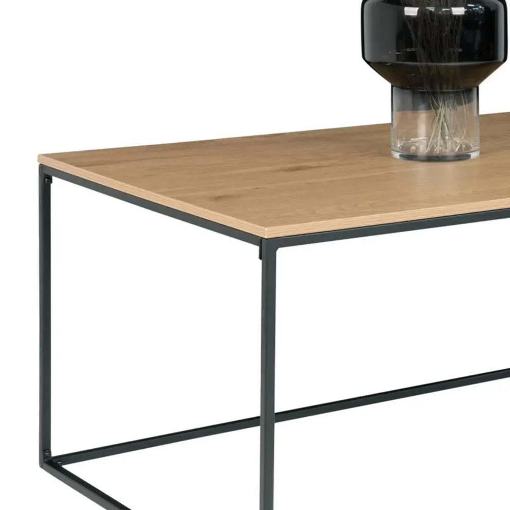 Illustration numéro 3 du produit Table basse décor chêne et métal 90x60 cm