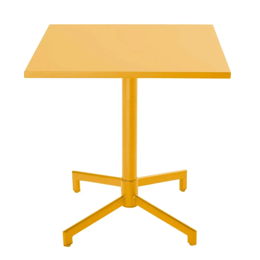 Illustration numéro 3 du produit Ensemble table 70 cm et 2 chaises de jardin en métal jaune