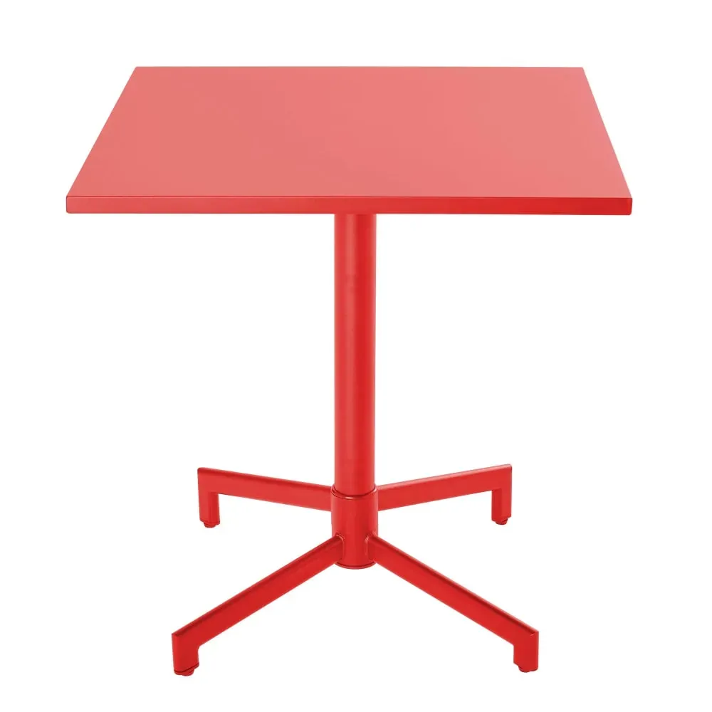 Illustration numéro 3 du produit Ensemble table 70 cm et 2 fauteuils de jardin en métal rouge