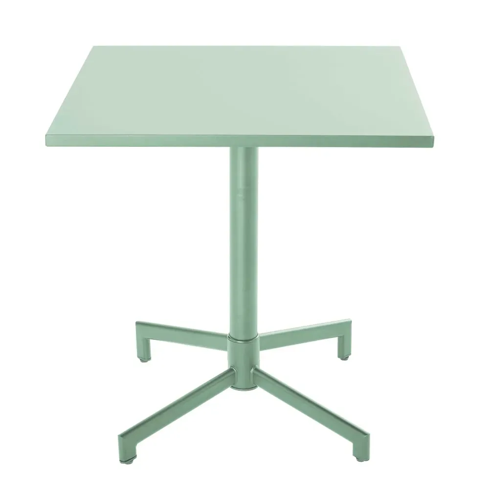 Illustration numéro 3 du produit Ensemble table 70 cm et 2 fauteuils de jardin en métal vert sauge
