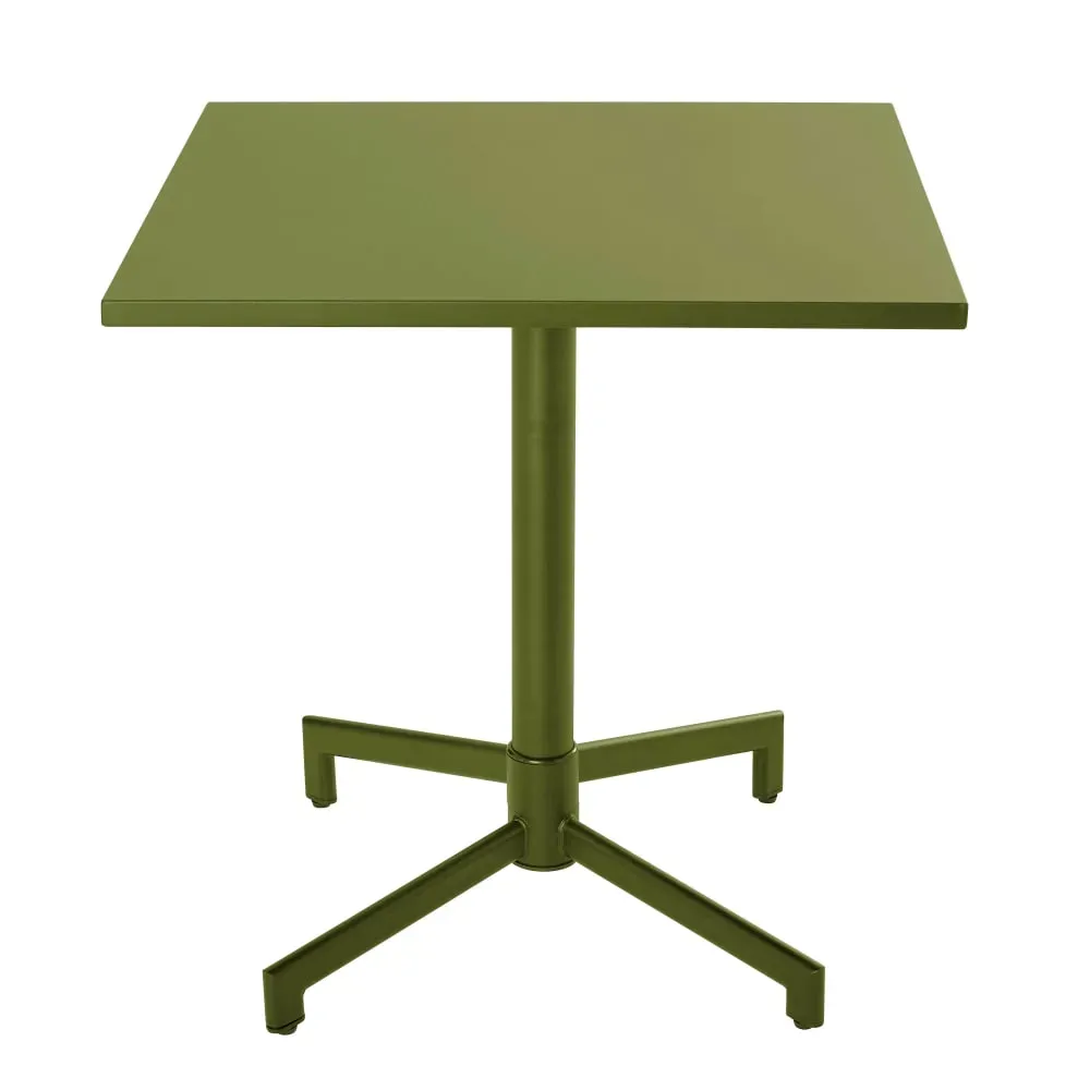 Illustration numéro 3 du produit Ensemble table 70 cm et 2 fauteuils de jardin en métal vert kaki