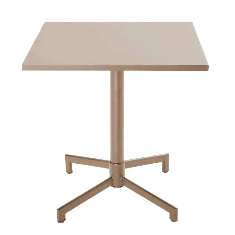 Illustration numéro 3 du produit Ensemble table 70 cm et 2 chaises de jardin en métal taupe
