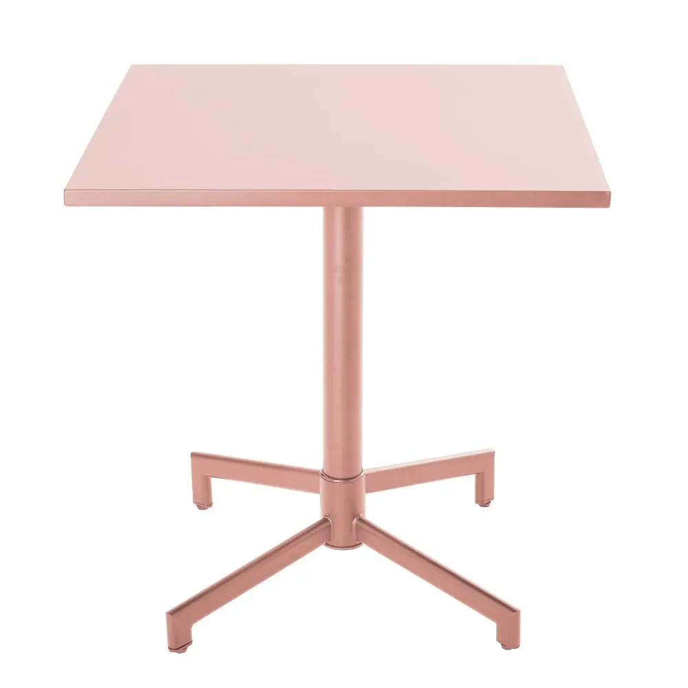 Illustration numéro 3 du produit Ensemble table 70 cm et 2 fauteuils de jardin en métal rose poudré