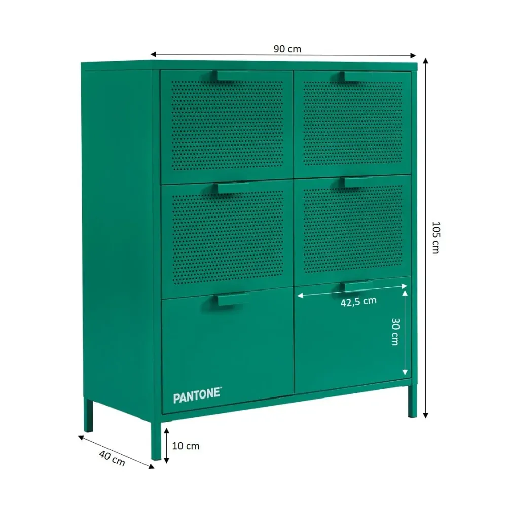 Illustration numéro 3 du produit Commode 6 tiroirs métal émeraude 90cm