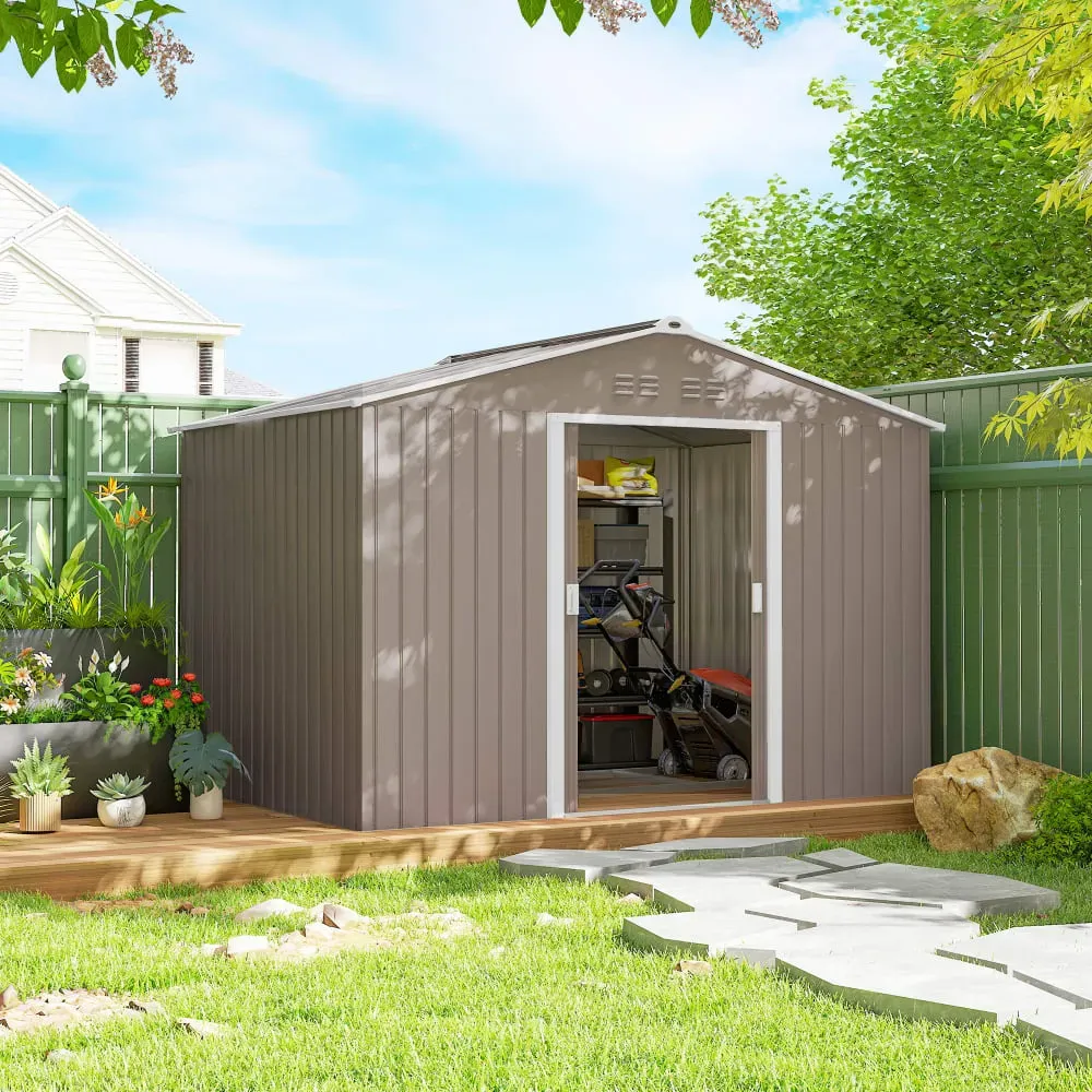 Illustration numéro 3 du produit Abri de jardin 5,4 m² kit de fondation acier galvanisé gris clair