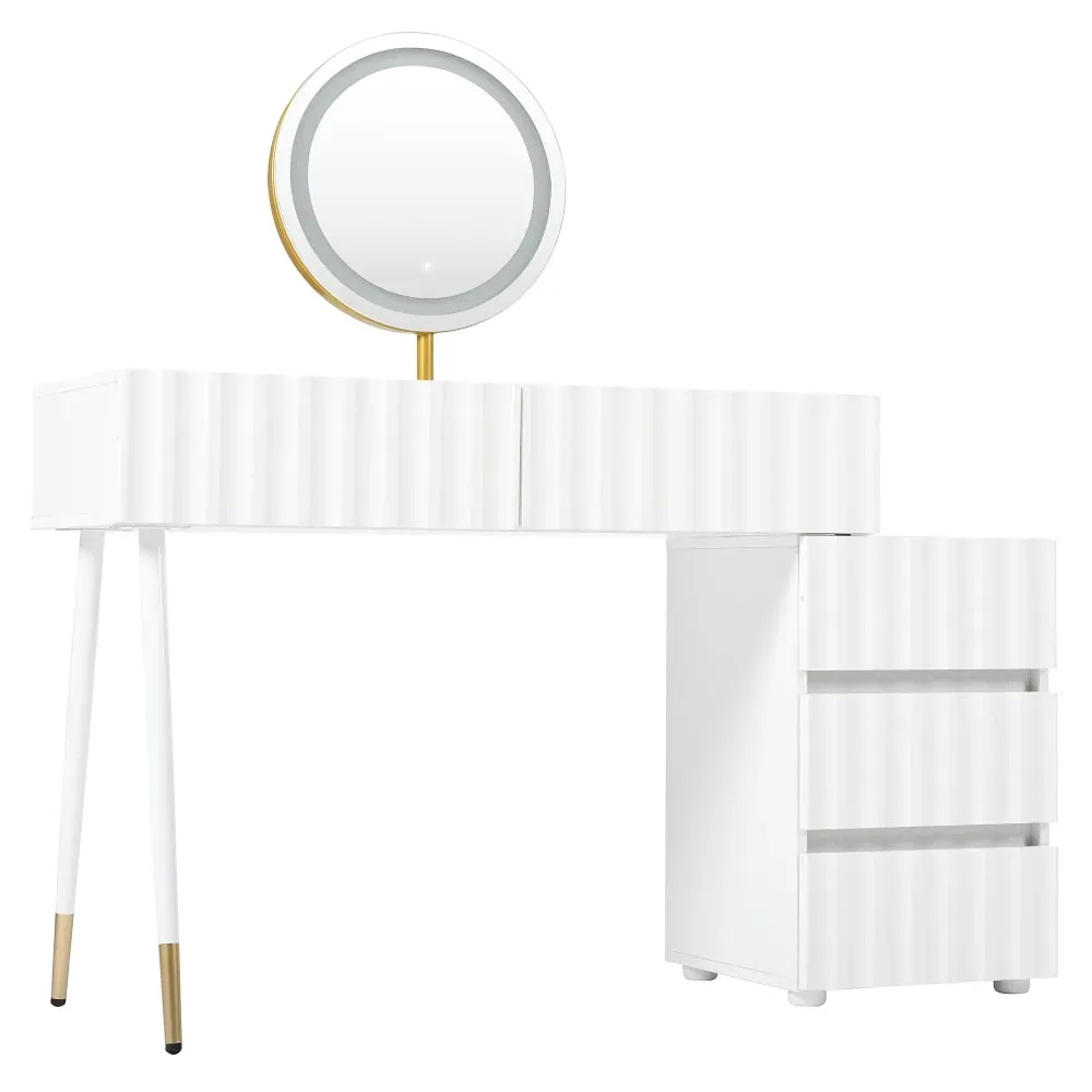 Illustration numéro 3 du produit Coiffeuse blanche avec miroir 100 x 40 x 127 cm